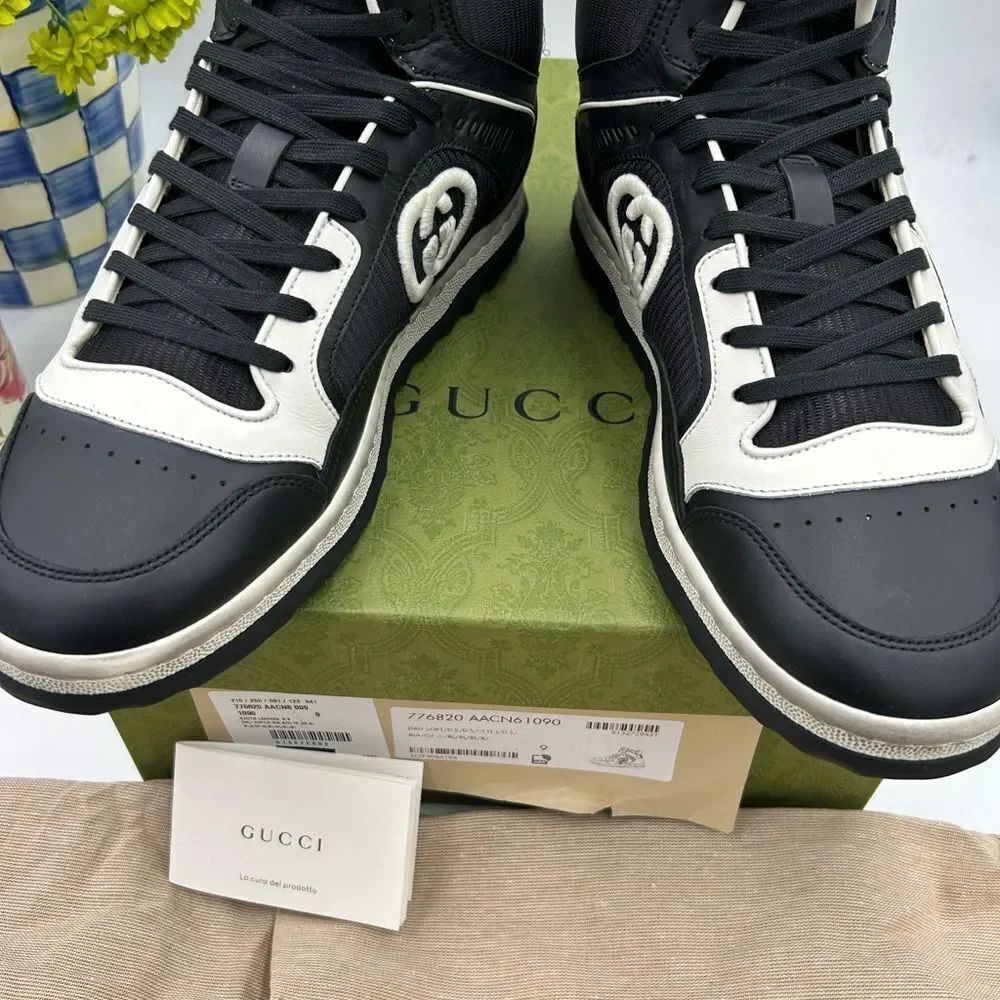 Men's Gucci, Mac 80 , high top leather sneakers size 9 made in Italy